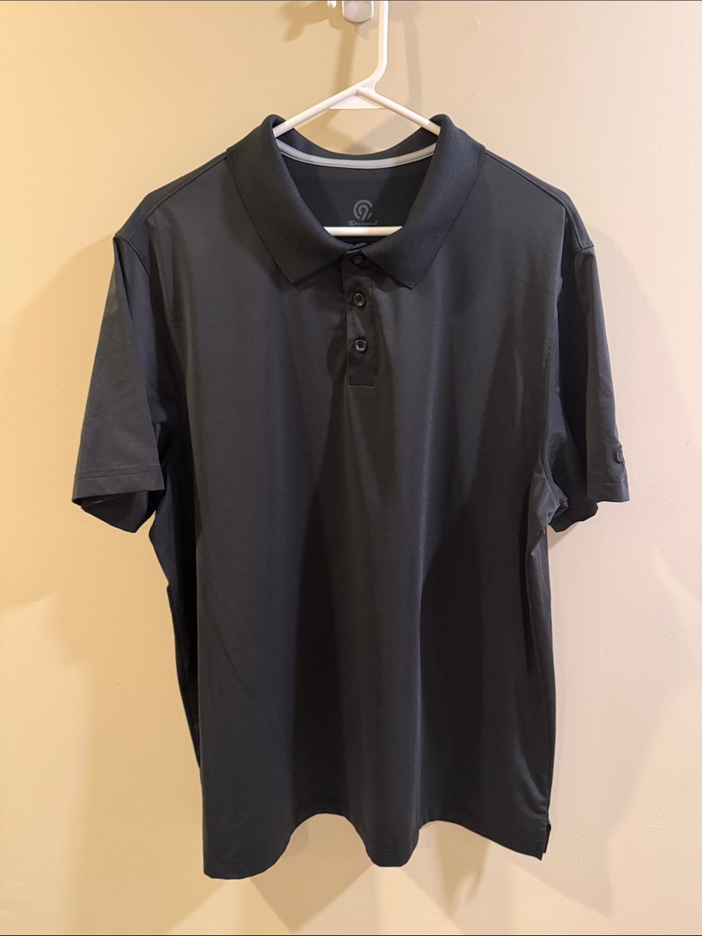 Champion Men's Black Polo Shirt with Three-Button Placket